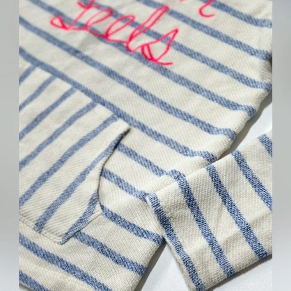 Old Navy‎ Striped Hoodie with 'Beach Feels' Text size youth L (10-12)
